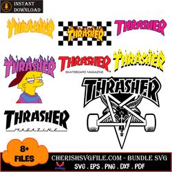 8 files thrasher logo bundle svg, trending svg, thrasher magazine logo svg