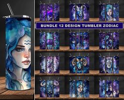 bundle 12 design tumbler zodiac, tumbler bundle design, sublimation tumbler bundle, 20oz skinny tumbler 50