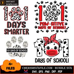 4 files 101 paw-sitive days of school bundle svg, back to school svg