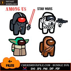 4 files characters of among us game 2021 bundle svg, trending svg