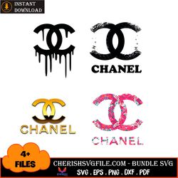 4 files of chanel logo design bundle svg, brand svg