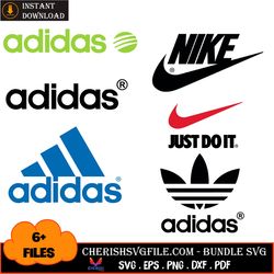 6 files logo brands adidas and nike bundle svg, trending svg