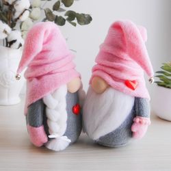 soft pink gnomes for girl nursery decoration, birthday gift idea