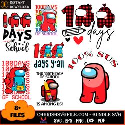 8 files the 100 days of school is among us bundle svg, back to school svg