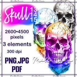 skull png, rainbow skull png, skull png sublimation, skull clipart png, skull black & white png, set skull png, stickers