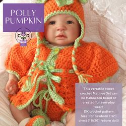 polly pumpkin baby crochet pattern. baby outfit knitting tutorial.