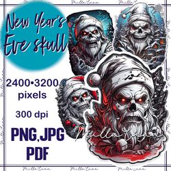 santa skull, set of santa stickers, set stickers santa skull, santa skull png, santa skull png, new year png, santa png