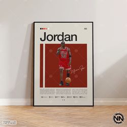michael jordan poster, chicago bulls, nba poster, sports poster, mid century modern, nba fans, basketball gift, sports b