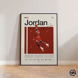 michael jordan poster, chicago bulls, nba poster, sports poster, mid century modern, nba fans, basketball gift, sports b