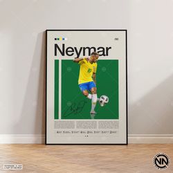 neymar poster, brazil soccer poster, soccer gifts, sports poster, football player poster, soccer wall art, sports bedroo