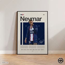 neymar poster, paris saint germain poster, soccer gifts, sports poster, football player poster, soccer wall art, sports