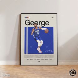 paul george poster, la clippers poster, nba poster, sports poster, mid century modern, nba fans, basketball gift, sports