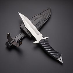 tactical battle ready d2 tool steel hunting survival camping bowie knife with leather sheath