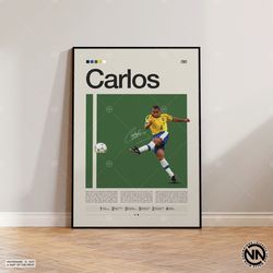roberto carlos poster, brazil football poster, soccer gifts, sports poster, football player poster, soccer wall art, spo
