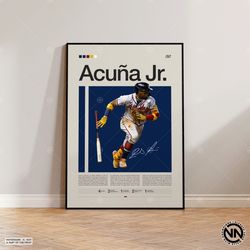 ronald acuna jr poster, atlanta braves, baseball prints, sports poster, baseball player gift, baseball wall art, sports