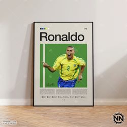 ronaldo poster, brazil football poster, ronaldo print, soccer gifts, sports poster, football poster, soccer wall art, sp