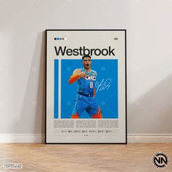 russell westbrook poster, oklahoma city thunder okc, nba poster, sports poster, mid century modern, nba fans, sports bed