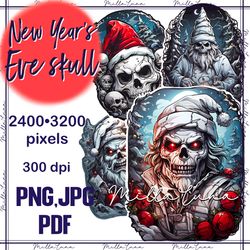 santa png, new year png, santa skull, set of santa stickers, set stickers santa skull, santa skull png, santa skull png