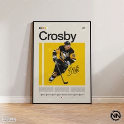 sidney crosby poster, pittsburgh penguins poster, nhl poster, hockey poster, sports poster, mid-century modern, sports b