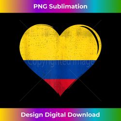 vintage colombia flag heart for colombian tank t - sophisticated png sublimation file - lively and captivating visuals
