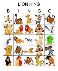 lion king bingo cards printable,bingo party game,50 unique bingo cards,digital download pdf
