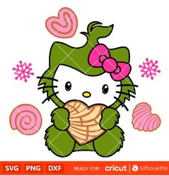 grinchy hello kitty svg christmas concha svg sanrio christmas svg kawaii svg cricut silhouette vector cut file