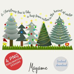christmas trees png, lights star snow mint cozy winter digital download, sublimation design hand drawn printable file