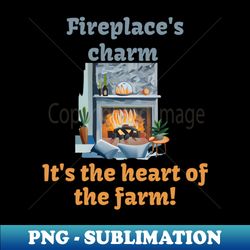 fireplace farm - retro png sublimation digital download - perfect for creative projects