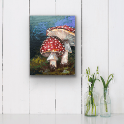 fly agaric mushrooms impasto painting poster/postcard oil painting printable art digital download