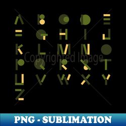 geometry of alphabet greens and yellow in circular and linear form - exclusive sublimation digital file - bring your designs to life
