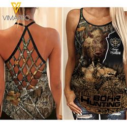 boar hunting criss-cross open back camisole tank top