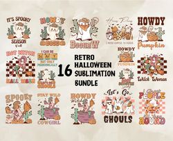 16 retro halloween sublimation bundle, halloween svg, cute halloween, halloween, halloween png 15