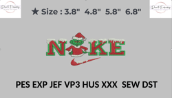 nike grinch christmas machine embroidery file 6 sizes