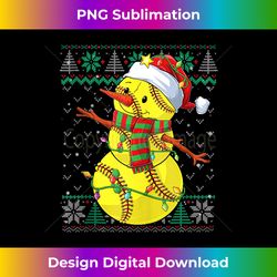 snowman softball funny christmas ball ugly sweater pajamas tank - edgy sublimation digital file - channel your creative rebel