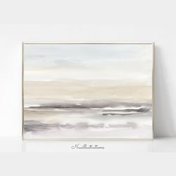 beige landscape watercolor printable wall art, minimalist neutral abstract landscape download digital print no.1