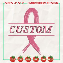 personalized cancer embroidery designs, cancer awareness embroidery designs, breast cancer embroidery designs, pink ribbon embroidery designs