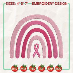 pink rainbow embroidery designs, breast cancer embroidery designs, cancer awareness embroidery designs, cancer support embroidery