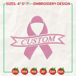 personalized cancer embroidery designs, cancer awareness embroidery designs, breast cancer embroidery designs, pink ribbon embroidery designs