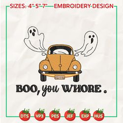 boo you whore embroidery machine design, stay spooky embroidery design, spooky halloween embroidery file