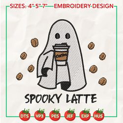 spooky halloween embroidery file, coffee spooky embroidery design, stay spooky embroidery machine file, embroidery file