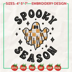 spooky season embroidery design, retro spooky embroidery design, halloween embroidery design, ghost halloween embroidery file