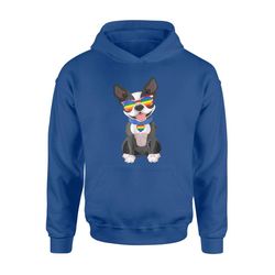 gay lgbt pride flag boston terrier hoodie