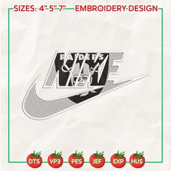 nike nfl las vegas raiders logo embroidery design, nike nfl logo sport embroidery machine design, famous football team embroidery design, football brand embroidery, pes, dst, jef, files