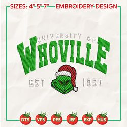 university of green monster 1957 embroidery design, movie christmas embroidery machine file, happy christmas embroidery design,  christmas 2023 embroidery file, green monster