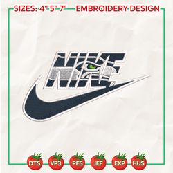 nike nfl seattle seahawks logo embroidery design, nike nfl logo sport embroidery machine design, famous football team embroidery design, football brand embroidery, pes, dst, jef, files