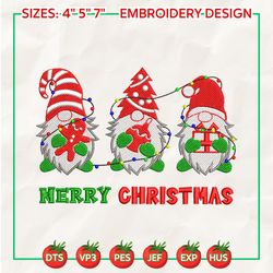 2023 christmas season embroidery machine design, xmas gnome embroidery file, merry xmas embroidery machine design