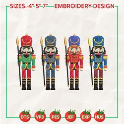 christmas embroidery designs, nutcracker embroidery designs, christmas nutcracker designs, retro christmas embroidery files