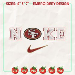 nike nfl san francisco 49ers logo embroidery design, nike nfl logo sport embroidery machine design, football team embroidery design, football brand embroidery, pes, dst, jef, files