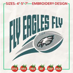 fly eagle fly embroidery design, nfl philadelphia eagles football logo embroidery design, famous football team embroidery design, football embroidery design, pes, dst, jef, files