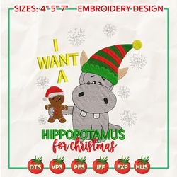 christmas embroidery designs, christmas hippo embroidery, christmas animal embroidery filles, merry xmas embroidery